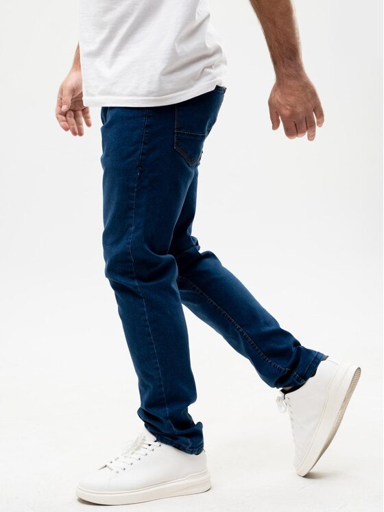 Urban City Urban City Jeansy Spodnie Jeansowe Męskie Ciemne Niebieskie UrbanCity Pocket Logo 34 Granatowy Regular Fit