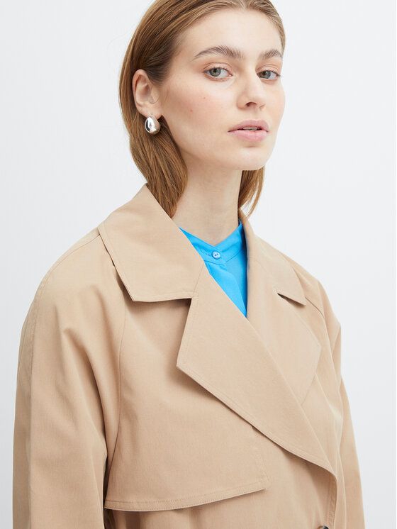 ICHI ICHI Тренч 20117823 Бежевий Regular Fit