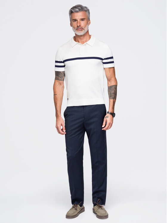 Ombre Ombre Polo OM-POSS-0177 Granatowy Regular Fit