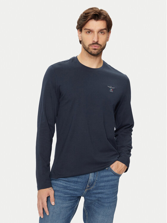 Aeronautica Militare Aeronautica Militare Pikkade varrukatega T-särk 242TS2305J592 Tumesinine Regular Fit