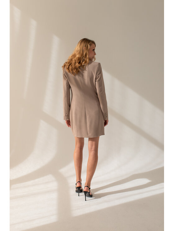 Entelier Entelier Sukienka elegancka dwurzędowa Beżowy Comfortable Fit