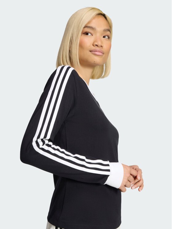 adidas adidas Bluză 3 Stripes KD7964 Negru Slim Fit