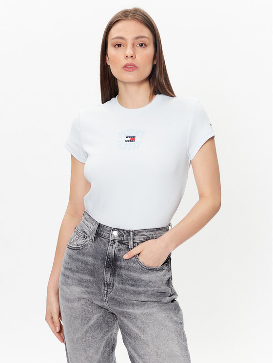 Tommy Jeans Tommy Jeans T-Shirt Baby Mirror DW0DW16289 Himmelblau Regular Fit