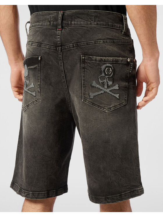 PHILIPP PLEIN PHILIPP PLEIN Szorty jeansowe 24335 Szary Loose Fit