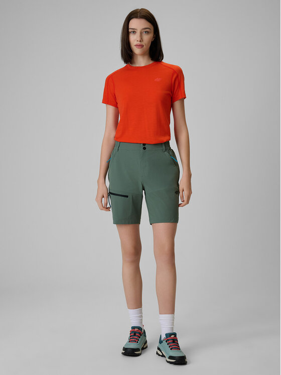 4F 4F Szorty sportowe TREKKING Khaki Regular Fit