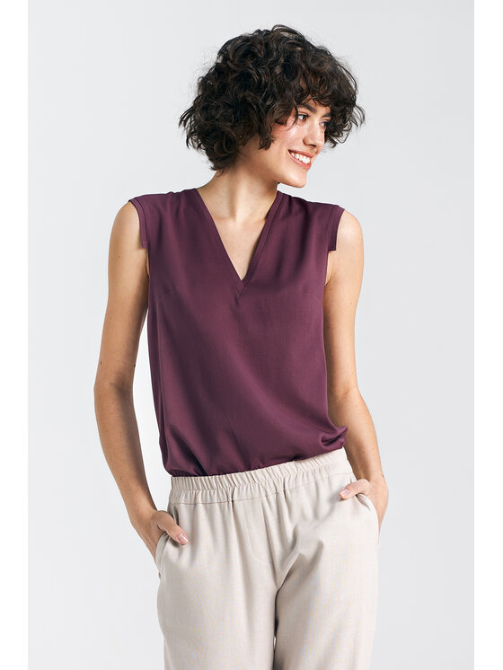 NIFE NIFE Bluzka B161 Fioletowy Regular Fit