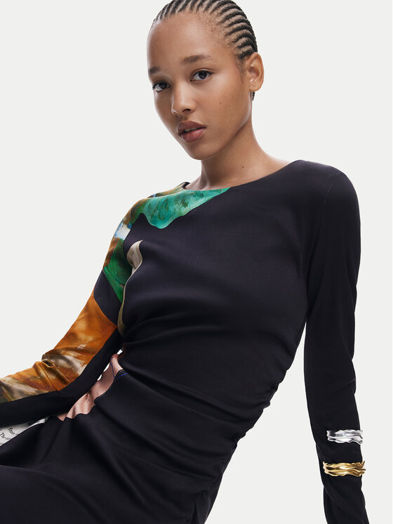 Desigual Desigual Ikdienas kleita Fiona 25WWVW08 Melns Slim Fit