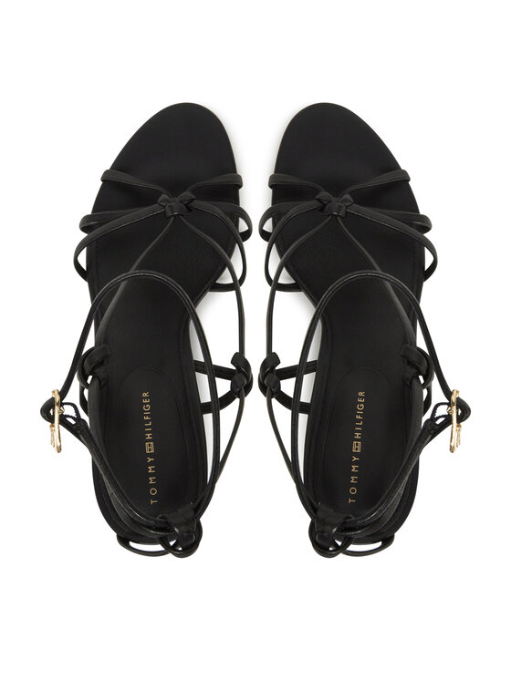 Tommy Hilfiger Tommy Hilfiger Sandały Leather Knots Wedge Sandal FW0FW08417 Czarny