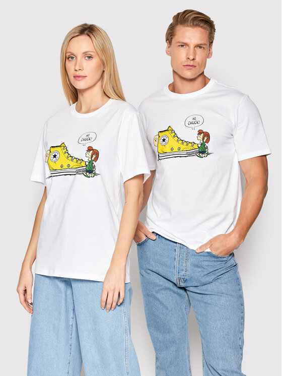 Converse TShirt Unisex PEANUTS Chuck 10024373A01 Biały Relaxed Fit