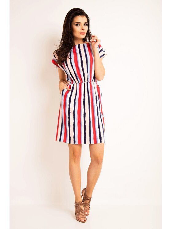 Awama Awama Sukienka letnia A166 Kolorowy Basic Fit