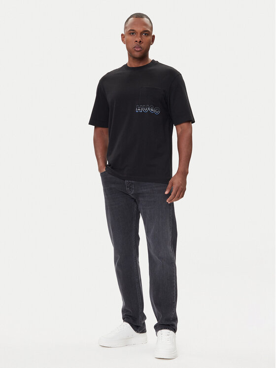 HUGO HUGO T-Shirt Nogoste 50549120 Černá Regular Fit