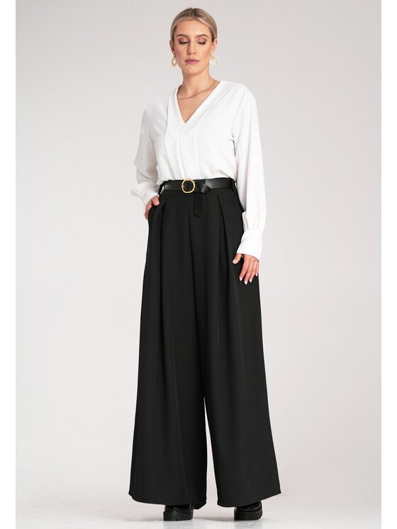 FIGL FIGL Pantaloni di tessuto M1134 Nero Palazzo Fit
