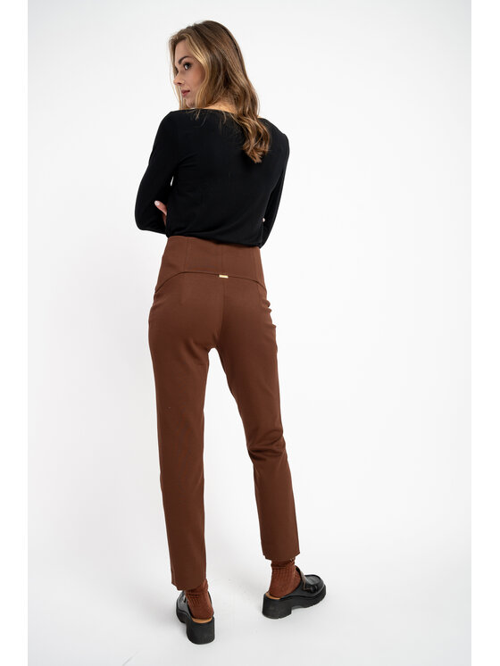 CLICK CLICK Kalhoty z materiálu 30-316 Hnědá Anatomic Fit