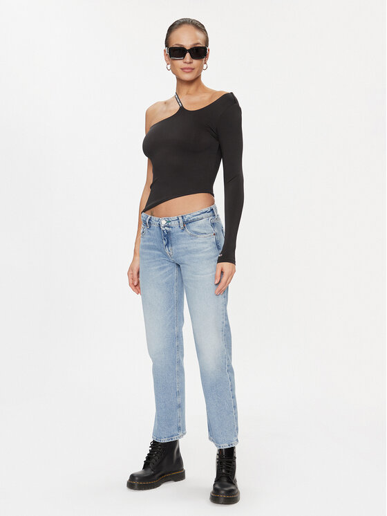 Tommy Jeans Tommy Jeans Blūze Logo Tape DW0DW16502 Melns Slim Fit