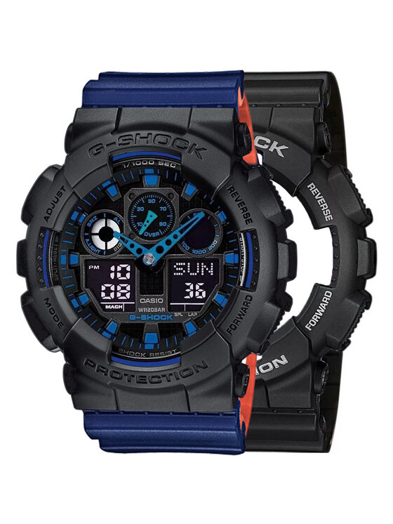 Casio Casio Zegarek SET GA-100-1A2ER + BEZEL 10358741 + PASEK 10527467 Niebieski