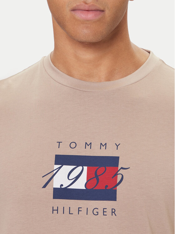 Tommy Hilfiger Tommy Hilfiger Póló Linear Flag MW0MW41338 Bézs Regular Fit