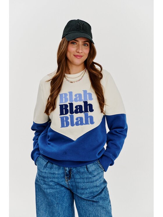 NAOKO NAOKO Mikina Blah Blah Blah Modrá Regular Fit