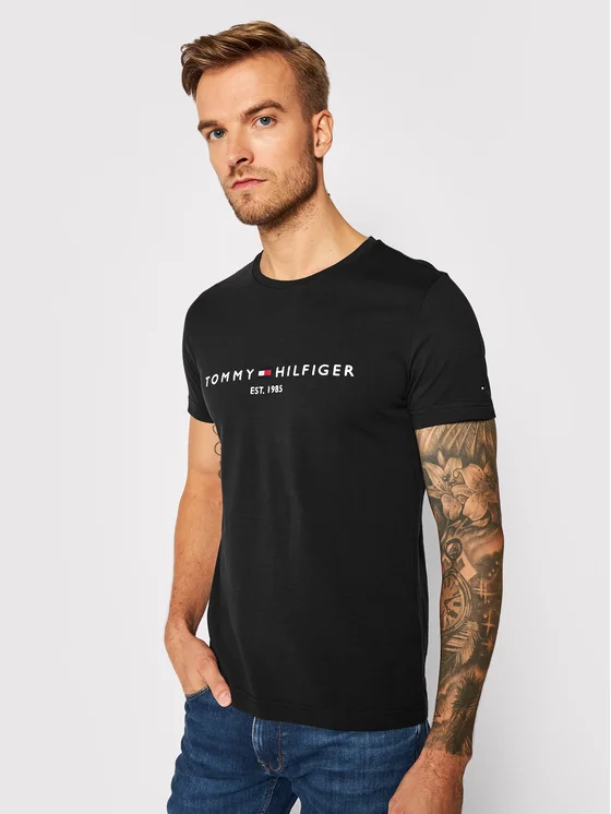 Tommy Hilfiger T-Shirt Core Logo Tee MW0MW11465 Schwarz Slim Fit