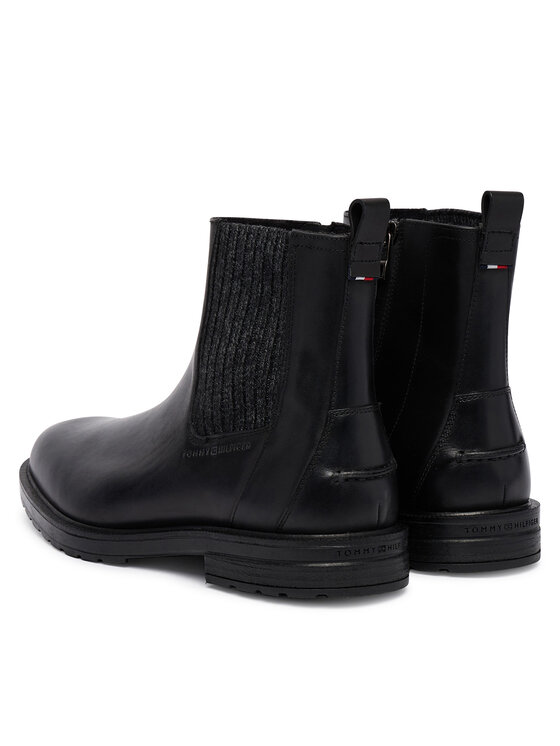 Tommy Hilfiger Tommy Hilfiger Čizme Cleated Hilfiger Brush Wl Chel FM0FM06080 Crna