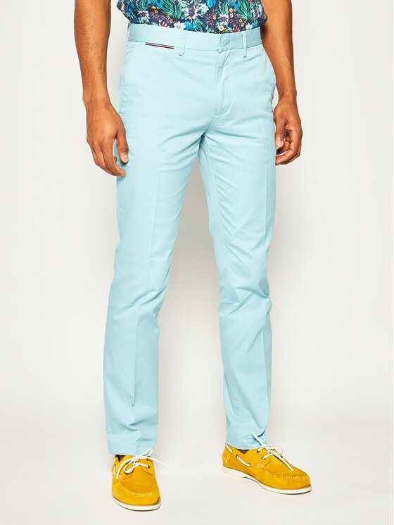 TOMMY HILFIGER Spodnie materiałowe Denton Chino Summer Twill Flex MW0MW13299 Niebieski Straight Fit