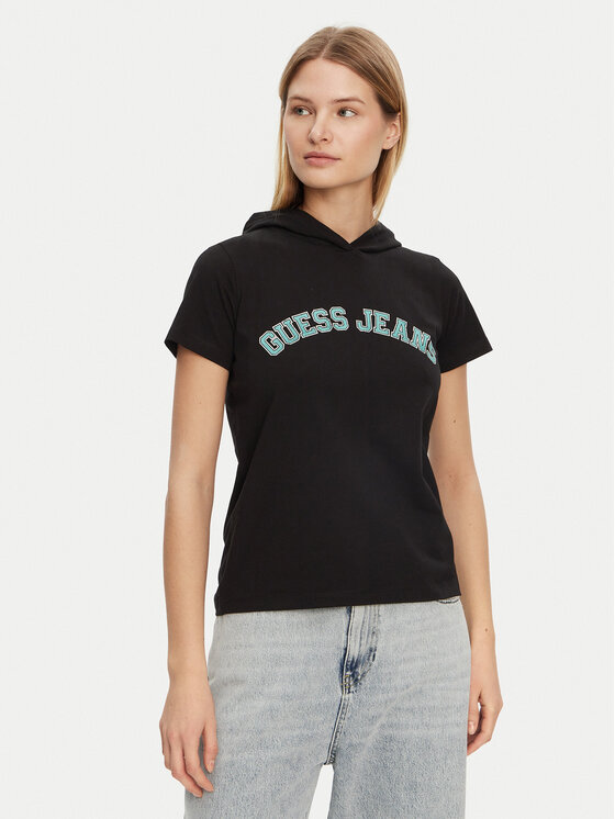 Guess Damski T-Shirt, rozmiar XS, Czarny, W5GP28 J1314