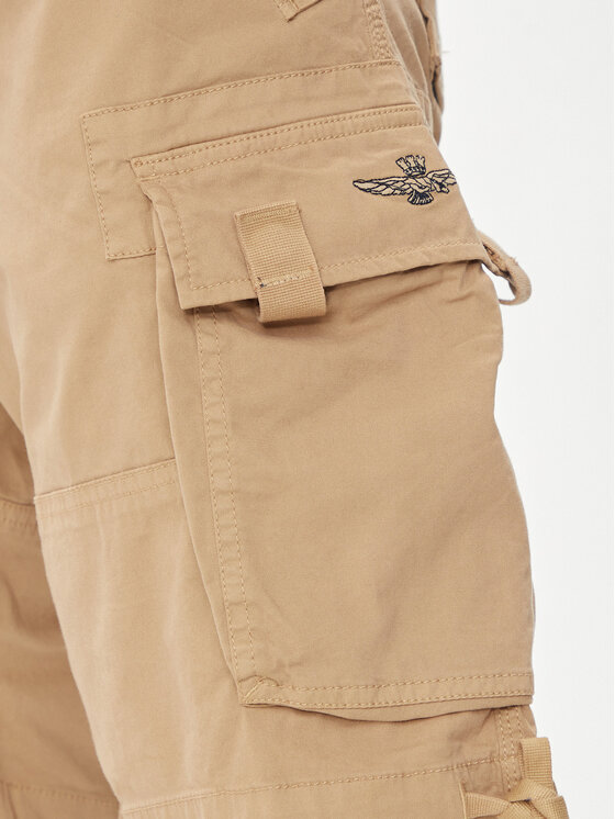 Aeronautica Militare Aeronautica Militare Medžiaginiai šortai 241BE003CT3300 Smėlio Regular Fit