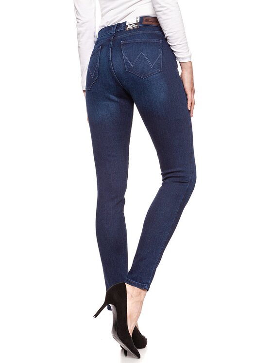Wrangler Wrangler Jeansy HIGH RISE SKINNY Niebieski Skinny Fit