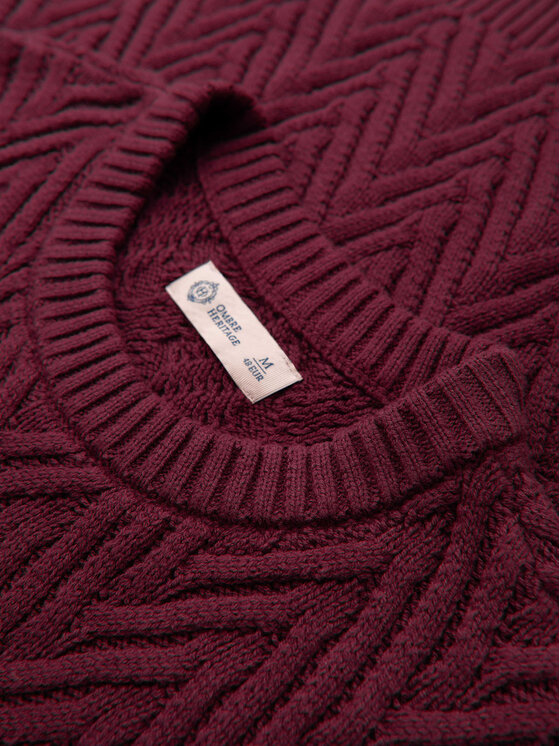 Ombre Ombre Sweter OM-SWSW-0190 Bordowy Regular Fit