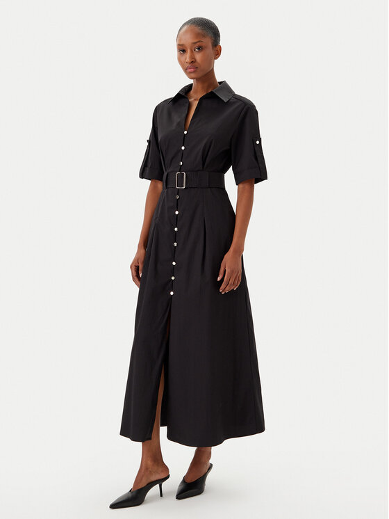 Fracomina Fracomina Rochie tip cămașă FR25SD3006W52001 Negru Regular Fit
