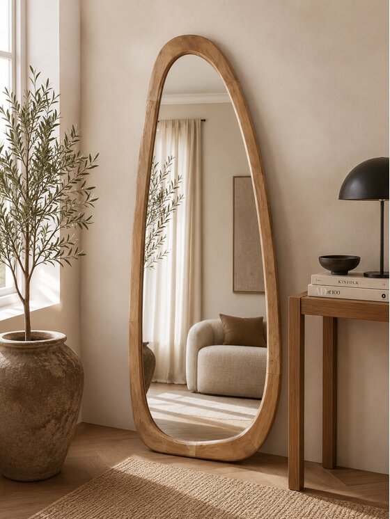 MIAhome MIAhome Lustro stojące w drewnianej ramie Stan 175x80 cm Brązowy