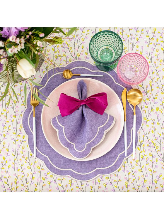 Roseberry Home Roseberry Home Podkładka na stół haftowana Purple Petali Fioletowy