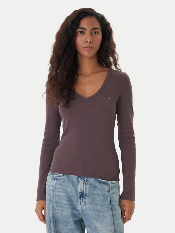 Tommy Jeans Tommy Jeans Blusa Essential DW0DW17990 Marrone Slim Fit