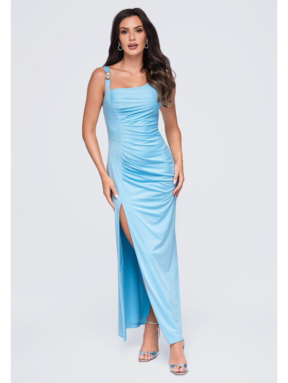 Ombre Ombre Sukienka wieczorowa LA-OM-DLR389 Niebieski Slim Fit