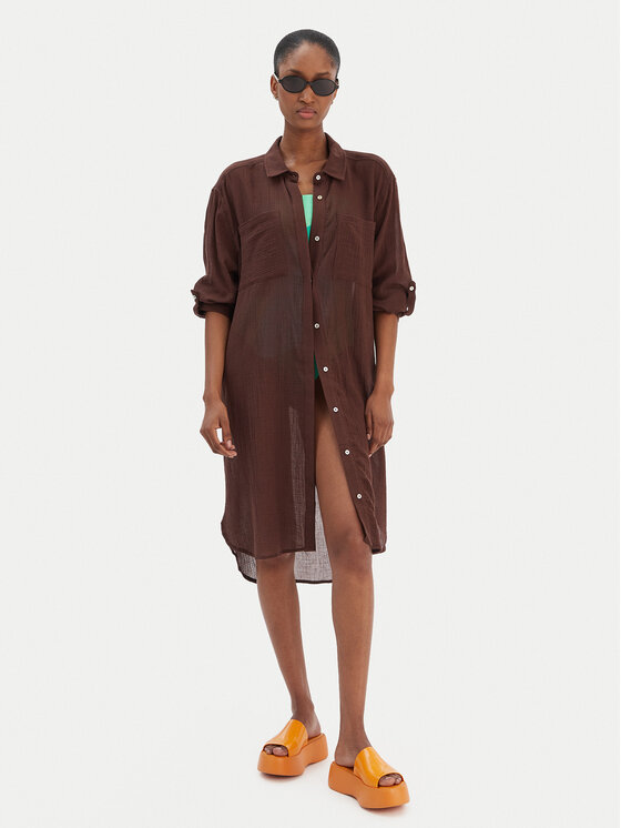 Seafolly Seafolly Košile Crinkle 55536-CU Hnědá Relaxed Fit