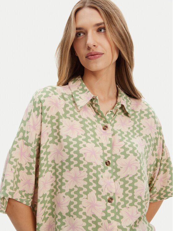 Roxy Roxy Koszula Beach Nostalgia ERJWT03665 Zielony Regular Fit