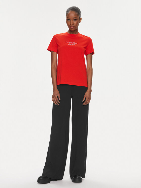 Calvin Klein Jeans Calvin Klein Jeans Spodnie materiałowe Chiffon J20J223321 Czarny Wide Leg