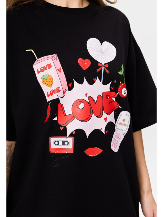 Mirons Mirons T-Shirt Print Biały Oversize