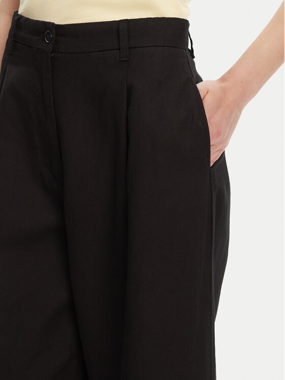 Tommy Hilfiger Tommy Hilfiger Kalhoty z materiálu WW0WW45780 Černá Wide Leg