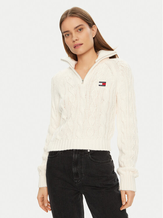 Tommy Jeans Džemperis DW0DW20269 Écru Regular Fit