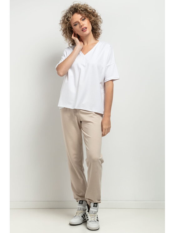 Tessita Tessita Bluzka T393 Biały Straight Fit