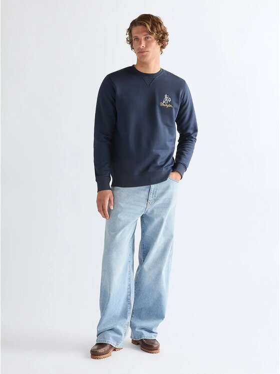 Wrangler Wrangler Felpa EMBROIDERY CREW Blu Comfort Fit