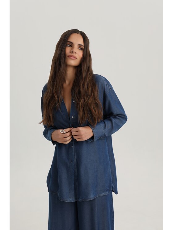 Deni Cler Milano Deni Cler Milano Koszula W-DC-1443-F2-I1-58-1 Granatowy Loose Fit
