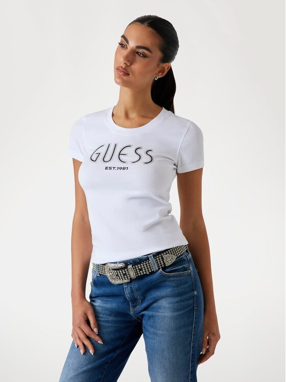 Guess Tričko W5YI05 J1314 Biela Regular Fit