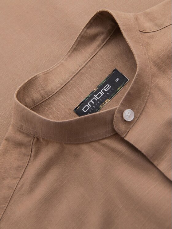 Ombre Ombre Koszula OM-SHCS-0161 Brązowy Regular Fit