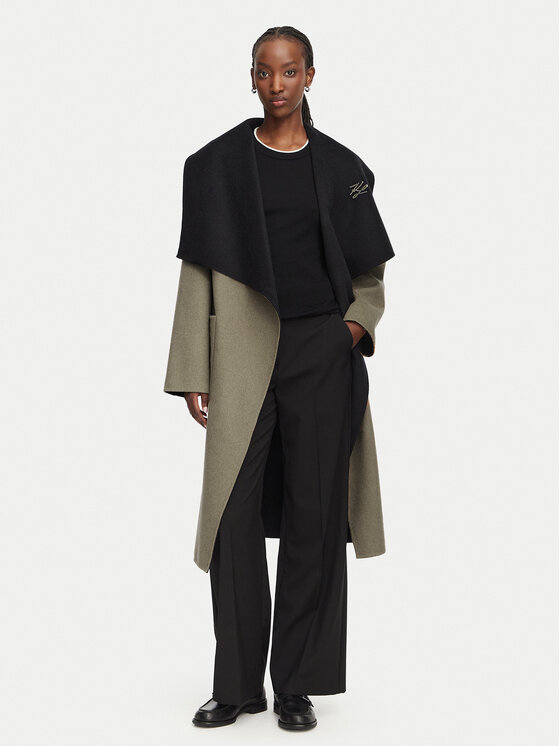 KARL LAGERFELD KARL LAGERFELD Palton de lână B3W15030 Maro Relaxed Fit