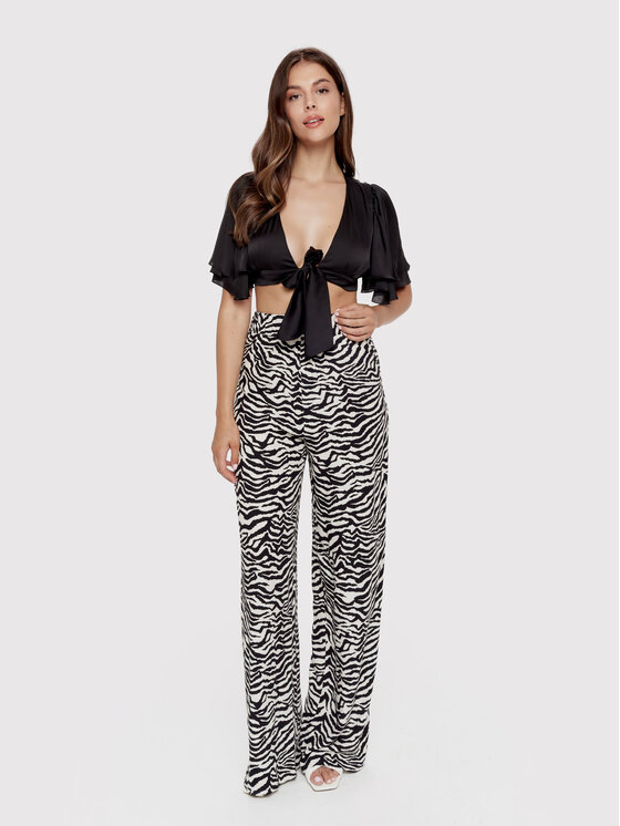 Dress Point Dress Point Spodnie materiałowe Zebra Czarny Wide Leg