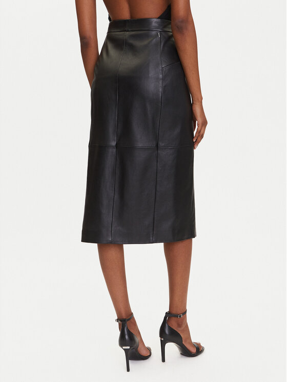 BOSS BOSS Fustă din piele Sekina 50543188 Negru Regular Fit