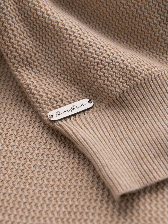 Ombre Ombre Sweter OM-SWSW-0142 Beżowy Regular Fit