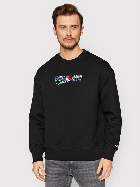 Tommy Jeans Tommy Jeans Суитшърт Seasonal Straight Logo Crew DM0DM12380 Черен Relaxed Fit