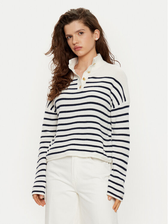 Tommy Hilfiger Tommy Hilfiger Pulover WW0WW44981 Alb Relaxed Fit